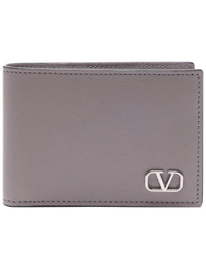 V Logo Signature Half Wallet Grey - VALENTINO - BALAAN 2