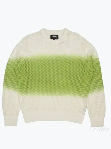 117105 Bright Green Pigment Dye Loose Gauge Sweater - STUSSY - BALAAN 1