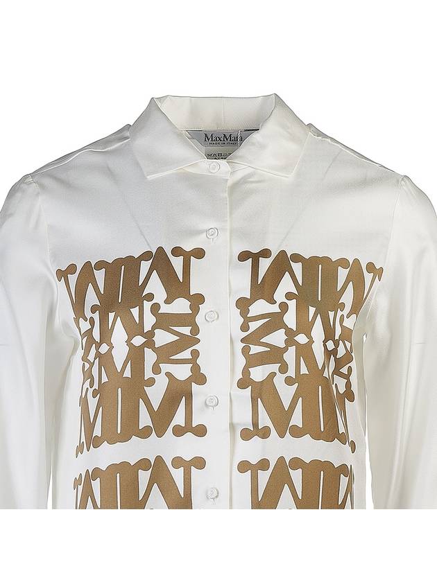 Legno Printed Silk Shirt Vanilla - MAX MARA - BALAAN 5