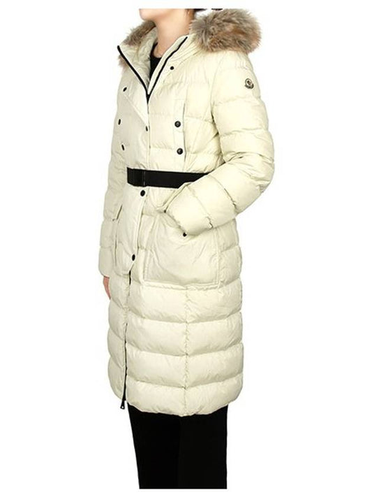 Women's Floe Long Down Jacket Ivory White - MONCLER - BALAAN.