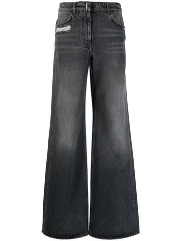 Extra Wide Denim Cotton Jeans Black B0710301195 - GIVENCHY - BALAAN 1