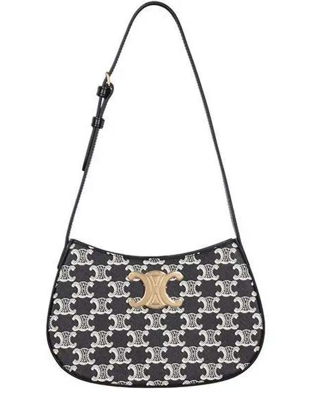 Medium Tilly Triomphe Canvas Two-Tone Shoulder Bag Black - CELINE - BALAAN 2