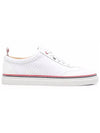 Women's Vitello Calfskin Mesh Striped Rubber Cupsole Low Top Sneakers White - THOM BROWNE - BALAAN 2