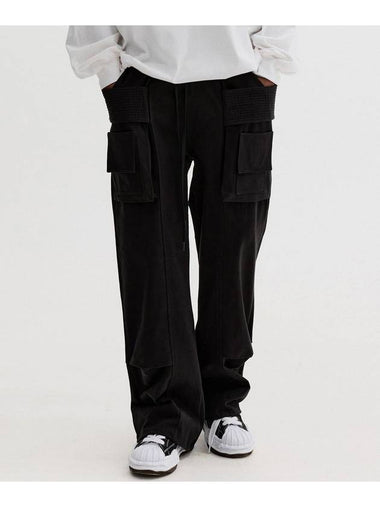 Utility String Work Wide Pants Black - THEN OUR - BALAAN 1