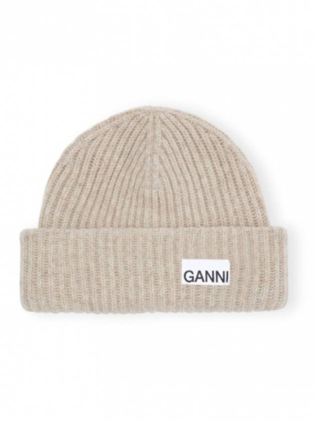 Logo Patch Knit Beanie Sand - GANNI - BALAAN 2