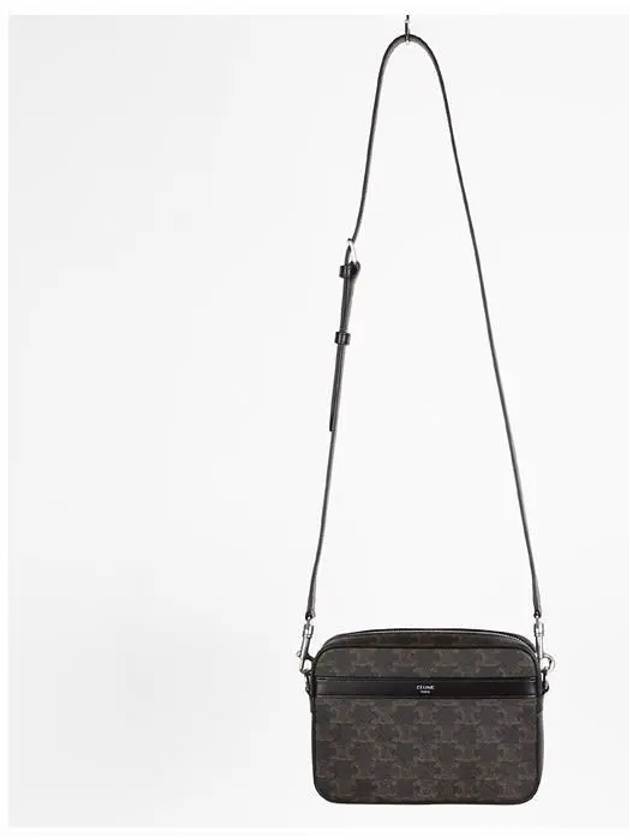 Triomphe Small Canvas Calfskin Messenger Bag Black - CELINE - BALAAN 5