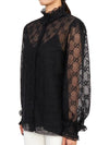 Women's GG Lace Blouse Black - GUCCI - BALAAN 3