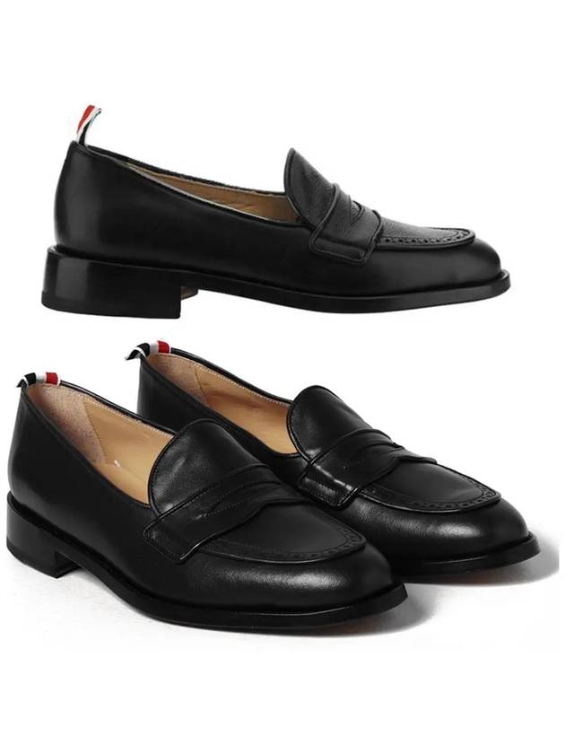 Men's Vitello Flexible Leather Sole Soft Penny Loafer Black - THOM BROWNE - BALAAN 2