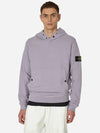 Snap Brushed Cotton Fleece Hoodie Lavender - STONE ISLAND - BALAAN 2