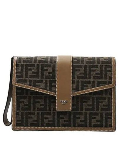 FF Logo Clutch Bag Brown - FENDI - BALAAN 2