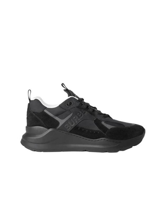 Leather Suede Leather Low Top Sneakers Black - BURBERRY - BALAAN 1