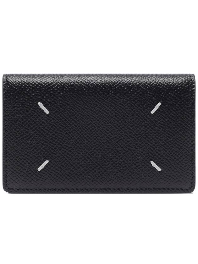 Stitched Leather Card Wallet Black - MAISON MARGIELA - BALAAN 3