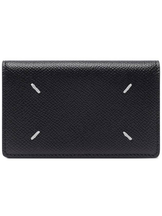 Stitched Leather Card Wallet Black - MAISON MARGIELA - BALAAN 2