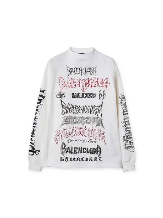 Men's Metal Logo Long Sleeve T-Shirt White - BALENCIAGA - BALAAN 2