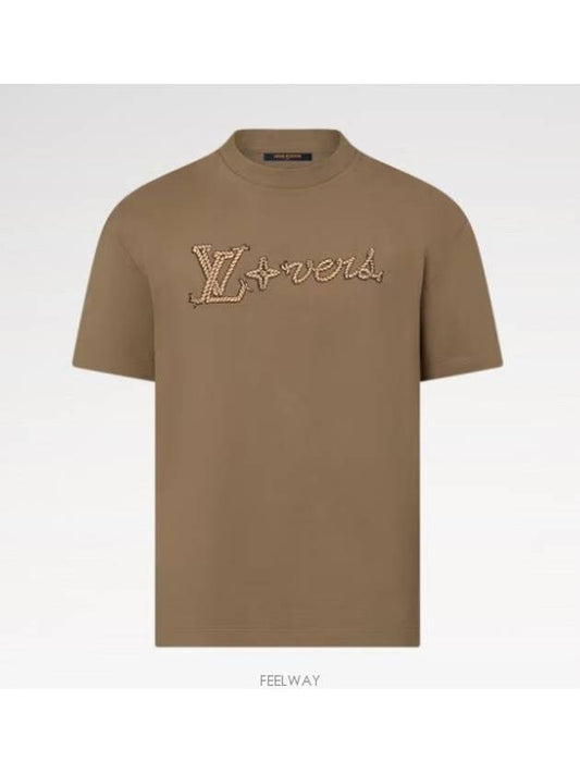 Embroidered Signature Cotton Short Sleeve T-Shirt Kangaroo - LOUIS VUITTON - BALAAN 2