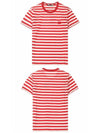 Face Patch Striped Short Sleeve T-Shirt Cherry Red - ACNE STUDIOS - BALAAN 5