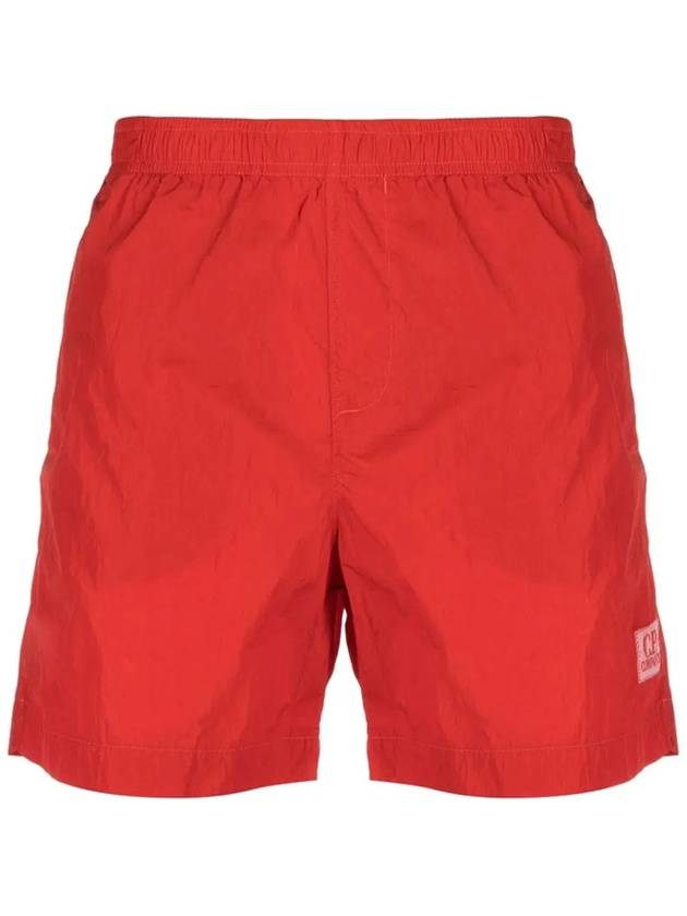 Men's Chrome Logo Patch Swim Shorts Red - CP COMPANY - BALAAN 3