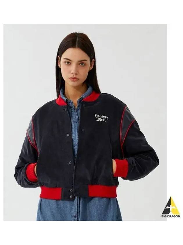 Corduroy Varsity Jacket Women s Navy - REEBOK - BALAAN 1