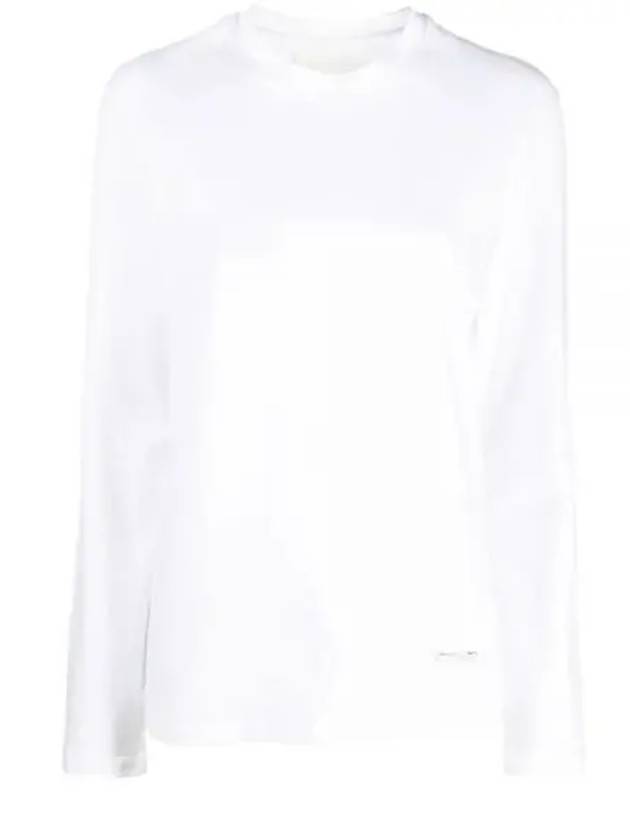 Logo Plaque Cotton Long Sleeve T-shirt White - JIL SANDER - BALAAN 2