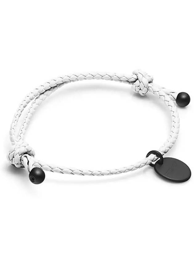 Logo Pendant Leather Bracelet White - BOTTEGA VENETA - BALAAN 4