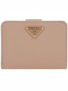 Triangle Logo Saffiano Half Wallet Pink - PRADA - BALAAN 3