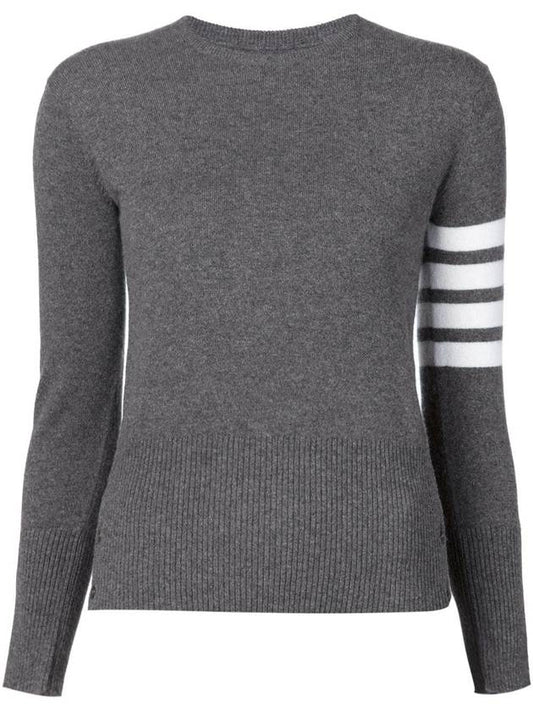 Women's 4 Bar Classic Cashmere Pullover Knit Top Grey - THOM BROWNE - BALAAN.