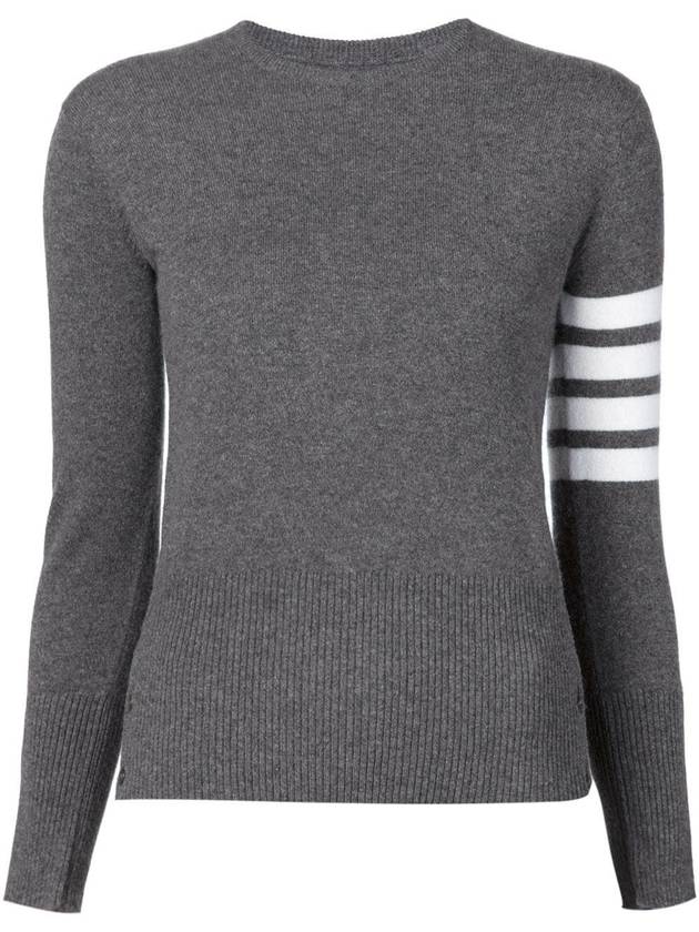 Women's 4 Bar Classic Cashmere Pullover Knit Top Grey - THOM BROWNE - BALAAN 1