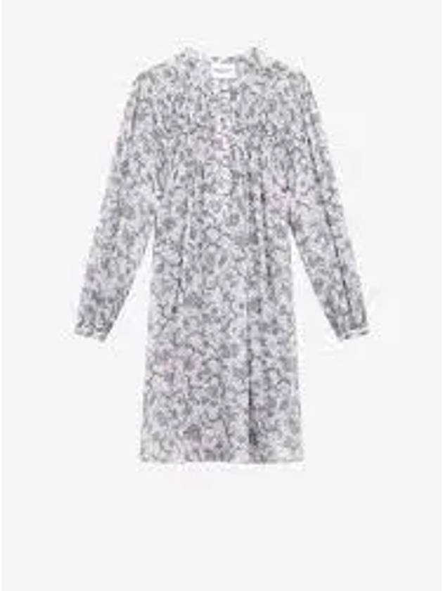 Danael Smocked Printed Cotton Voile Short Dress Ecru Lilac - ISABEL MARANT - BALAAN 2