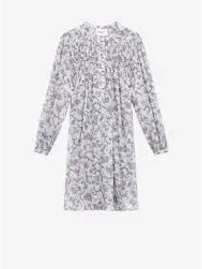 Danael Smocked Printed Cotton Voile Short Dress Ecru Lilac - ISABEL MARANT - BALAAN 2