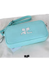 Logo Baguette Leather Camera Shoulder Bag Turquoise - COURREGES - BALAAN 8