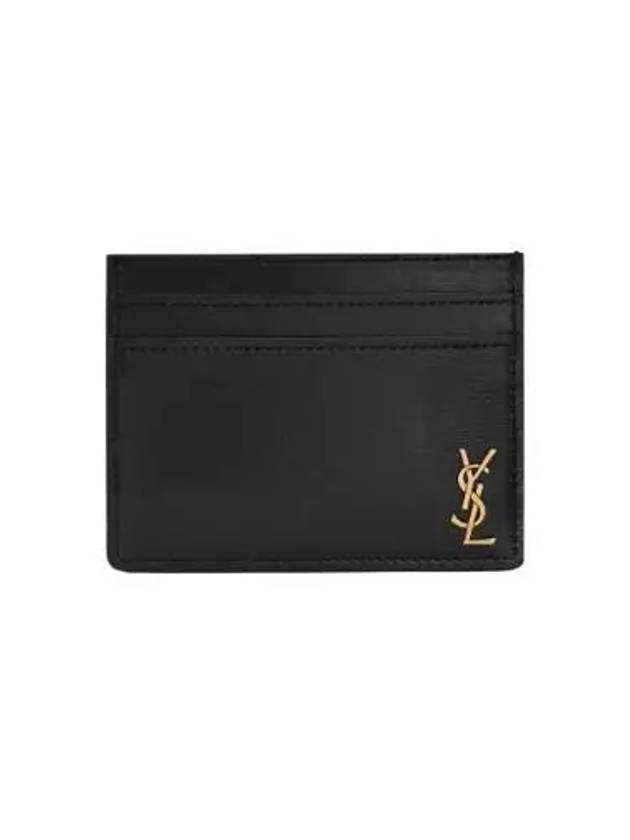 Tiny Monogram Shiny Leather Card Case Black - SAINT LAURENT - BALAAN 2