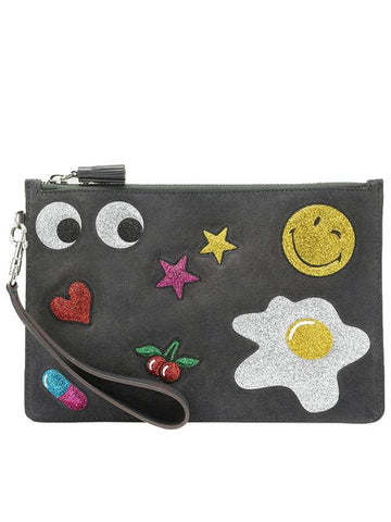 Anya Hindmarch glitter sticker clutch bag 960694 030 CHARCOAL AHB014 - ANYA HINDMARCH - BALAAN 1