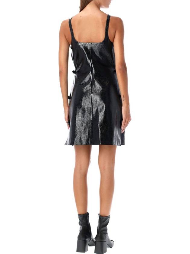 Women s Short Midi Dress Courr ges Glossy Black Strappy - COURREGES - BALAAN 3