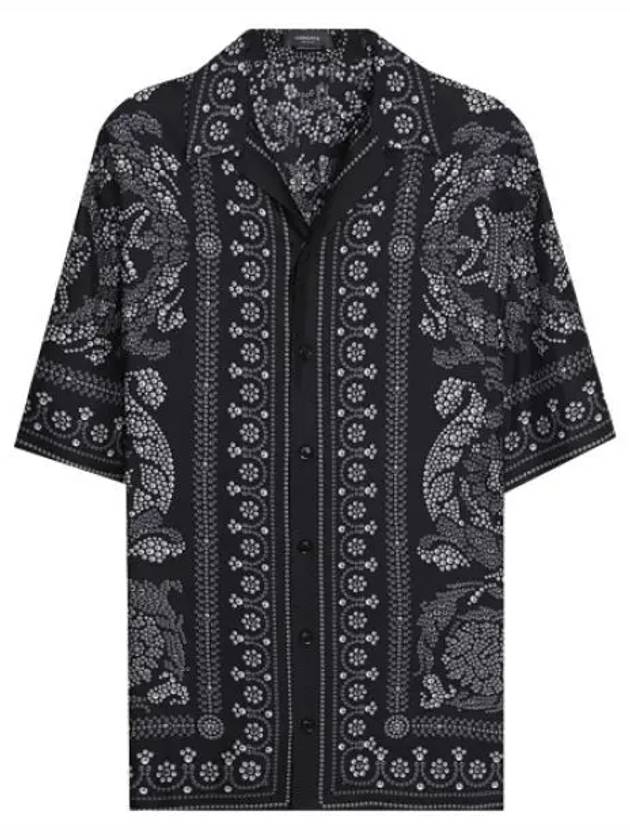 Baroque Silhouette Silk Shirt Men Short Sleeve - VERSACE - BALAAN 1