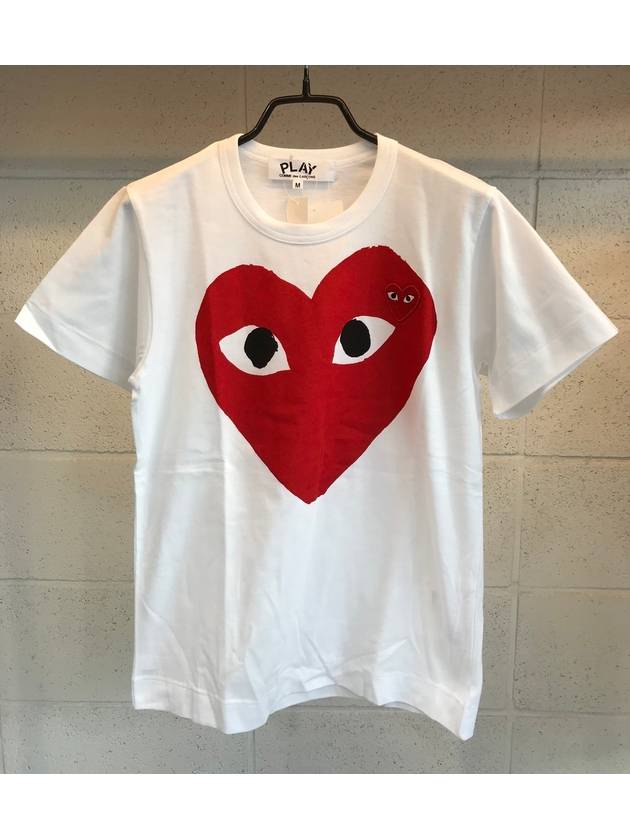 WoMen's Red Eyes Big Heart Wappen Short Sleeve T-Shirt P1 T025 1 White - COMME DES GARCONS PLAY - BALAAN 2