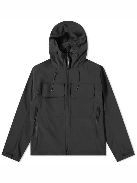 Men's Goggles Utility Hooded Jacket Black - CP COMPANY - BALAAN.