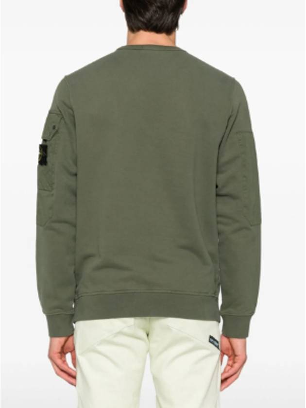 Brushed Organic Cotton Fleece Sweatshirt Green - STONE ISLAND - BALAAN 3