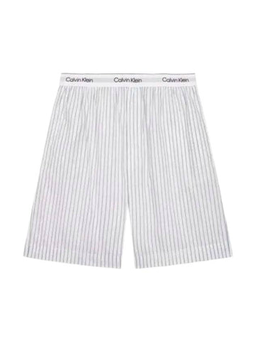 Cotton Poplin Sleep Shorts Striped White - CALVIN KLEIN - BALAAN 1