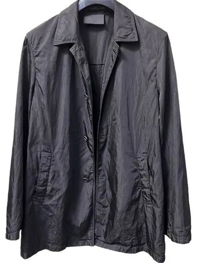 Men's Wrinkle Processing Waterproof Fabric Coat Black UGV209 - PRADA - BALAAN 2