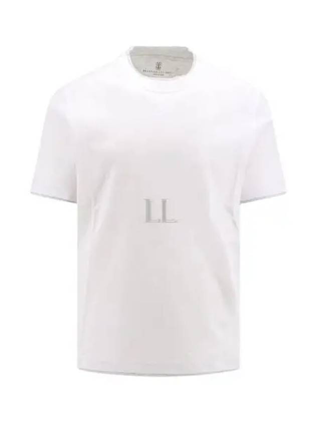 Men's Layered Effect Short Sleeve T-Shirt White - BRUNELLO CUCINELLI - BALAAN 2