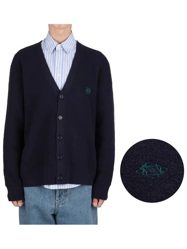 Anagram Embroidery Logo Wool Cardigan Navy - LOEWE - BALAAN 2