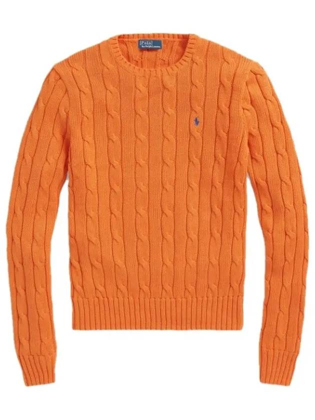 Embroidered Logo Pony Cable Knit Top Orange - POLO RALPH LAUREN - BALAAN 3