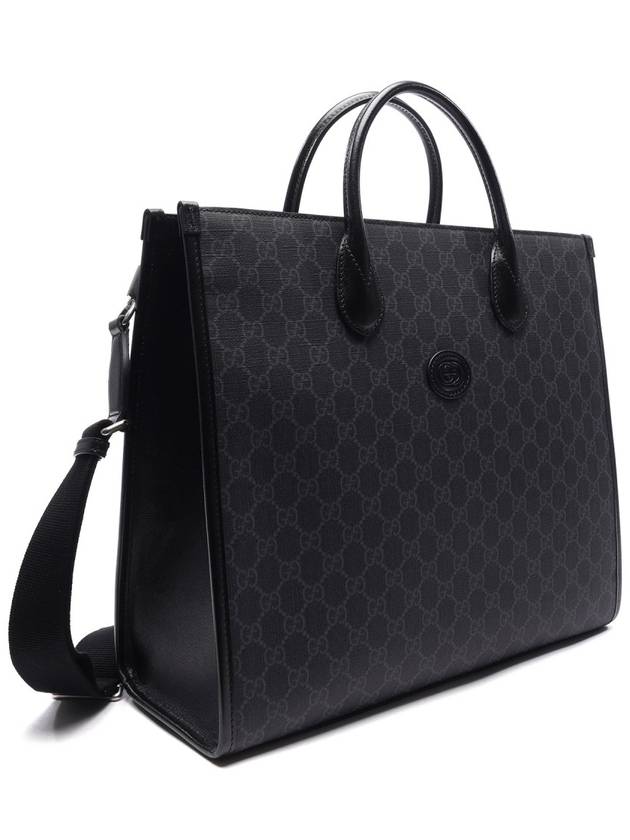 Men's Interlocking G Medium Tote Bag Black - GUCCI - BALAAN.