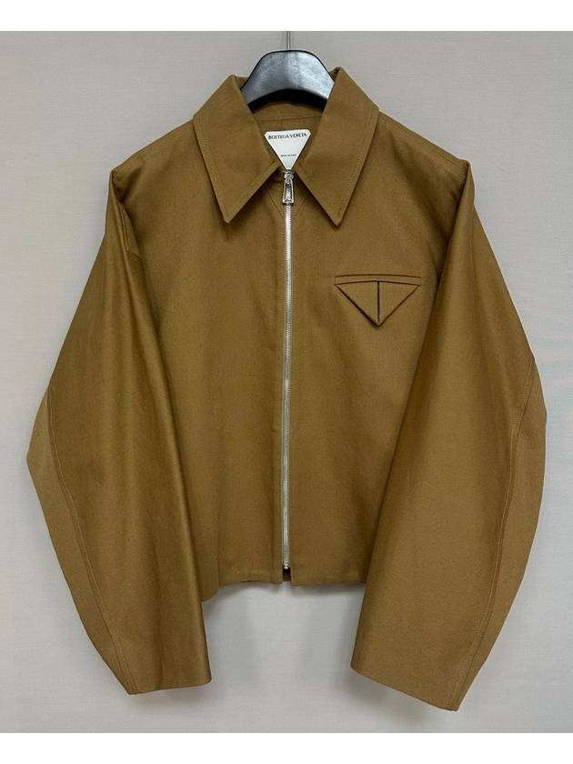 Chest triangle patch cotton zip up shirt jacket 105 - BOTTEGA VENETA - BALAAN 3