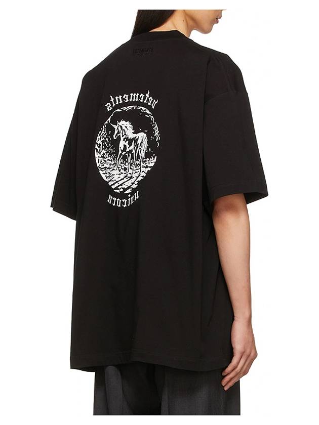 Unicorn Graphic Overfit Short Sleeve T-Shirt Black - VETEMENTS - BALAAN 5