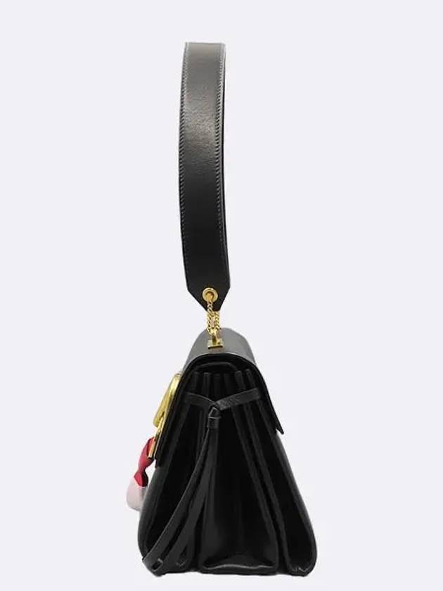 RW0B0E03SEB Black Leather V Ring Small Shoulder Bag - VALENTINO - BALAAN 3