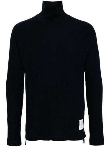 Raglan Roll Neck Virgin Wool Turtleneck Navy - THOM BROWNE - BALAAN 1