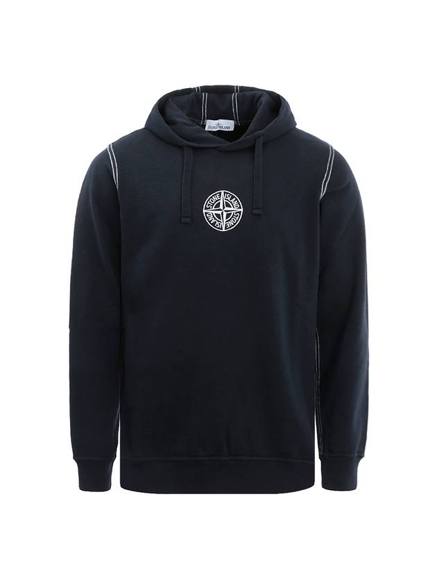 Men's Embroidered Stitch Cotton Hoodie Navy - STONE ISLAND - BALAAN 1