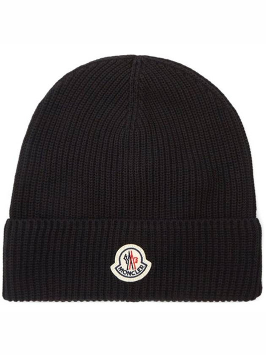 Logo Cotton Beanie Black - MONCLER - BALAAN 2