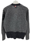 Men's Jersey Stitch Mohair Tweed 4 Lines V-Neck Cardigan Grey - THOM BROWNE - BALAAN 5